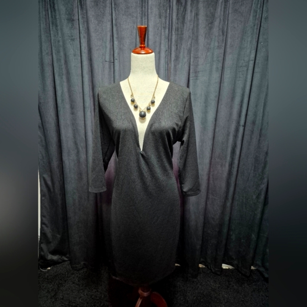 Fashion Nova Black V-Neck Dress